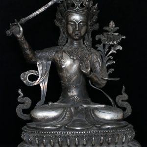 Antiek Verzilverde Manjushree beeld XXL